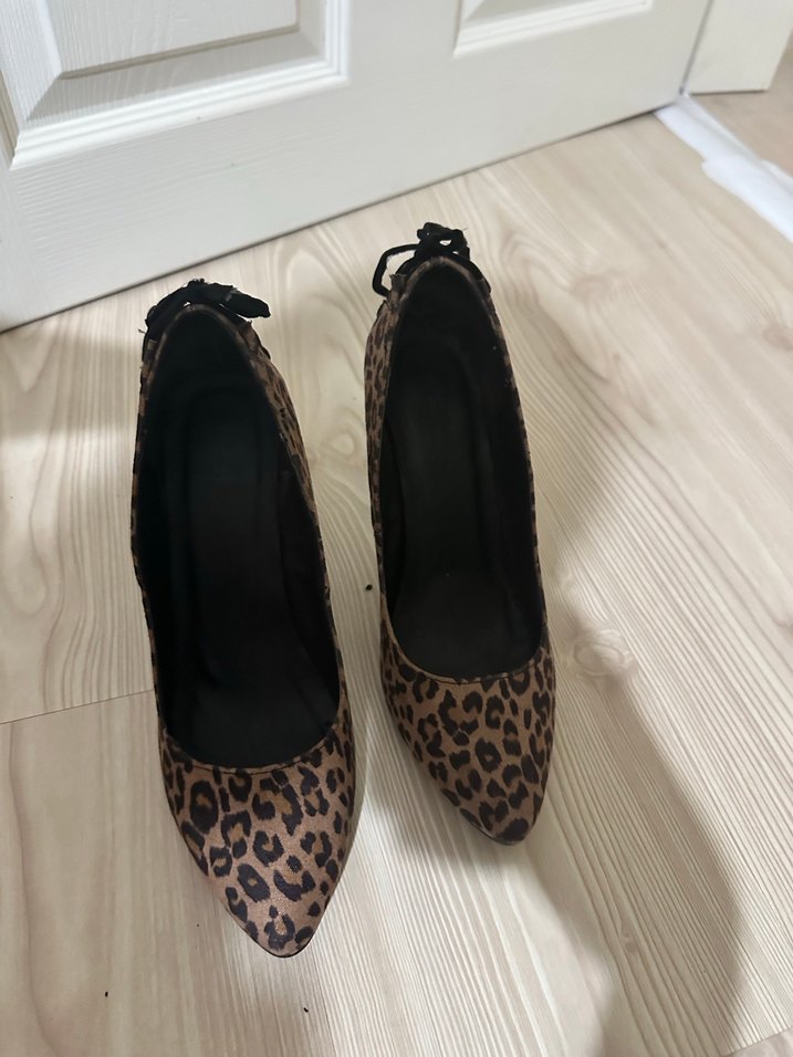 Kahverengi Leopar Desenli Süet Stiletto - Görsel 2