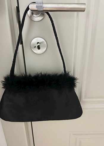 Siyah Kürklü Gotik Kadın Çanta - Görsel 2
