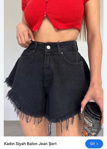 Kadın Siyah Balon Jean Şort
