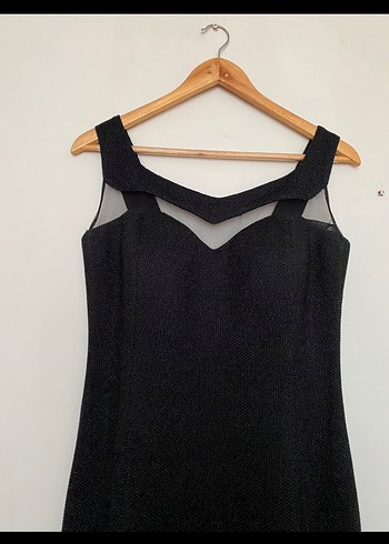 40 Beden Siyah Uzun Strappy Elbise