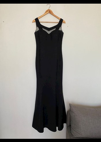 Siyah Uzun Strappy Elbise