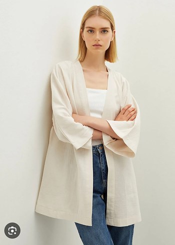 LC Waikiki Bej Midi Kadın Denim Hırka