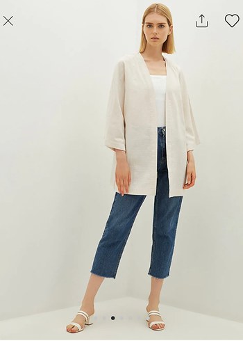 Bej Midi Kadın Denim Hırka