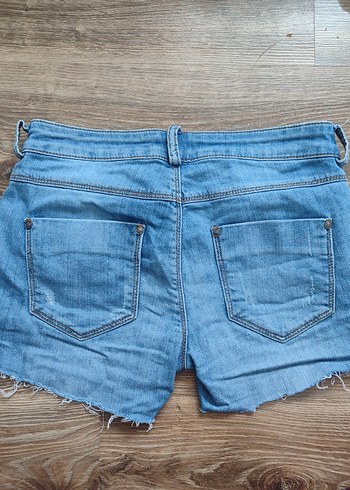 Twist Düğmeli Mavi Mini düşük bel Denim Şort
