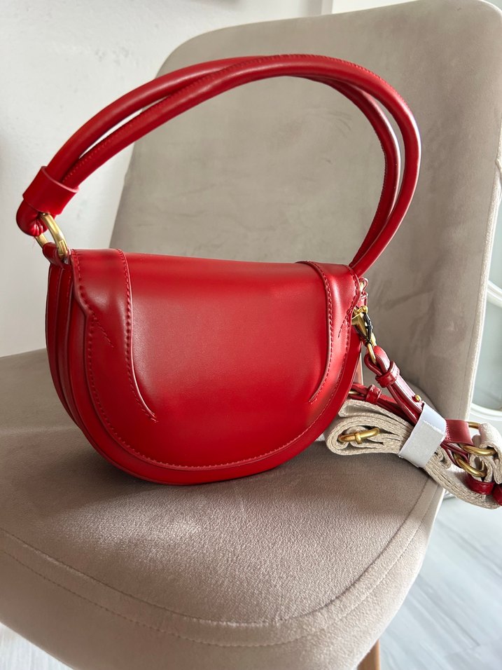 Kırmızı Deri Kadın Çanta Zara - Görsel 3