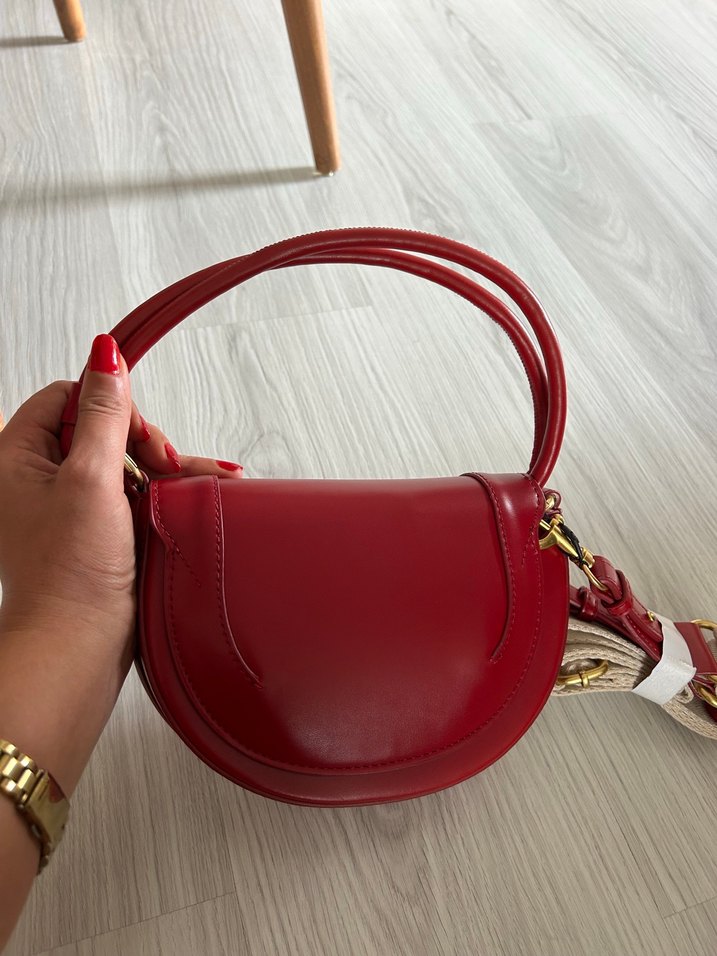 Kırmızı Deri Kadın Çanta Zara - Görsel 4