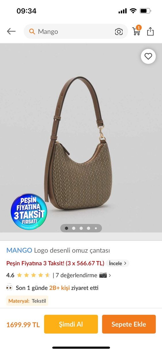 Kahverengi Baskılı Kadın Omuz Çantası - Görsel 3