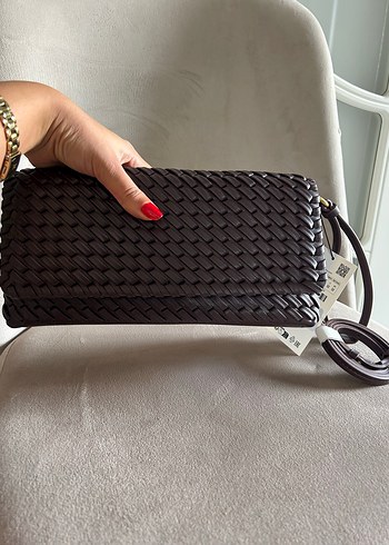 Kahverengi Deri Kadın Clutch Çanta - Görsel 4