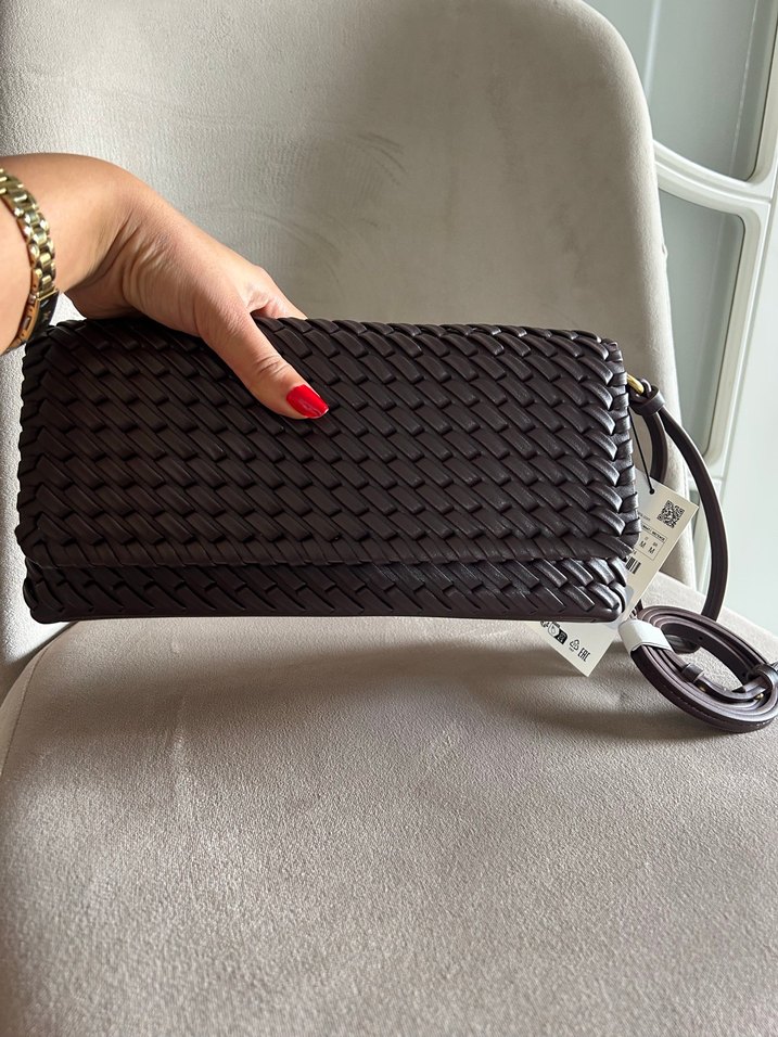 Kahverengi Deri Kadın Clutch Çanta - Görsel 4