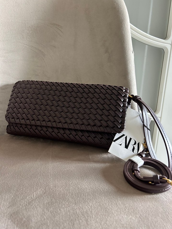 Kahverengi Deri Kadın Clutch Çanta - Görsel 5