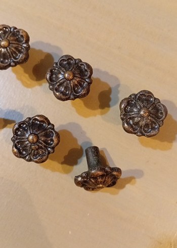 Kahverengi Vintage Çiçek Desenli Mobilya Kulp ları - Görsel 5