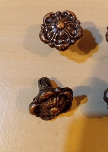 Kahverengi Vintage Çiçek Desenli Mobilya Kulp ları - Görsel 4