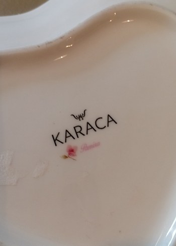 Karaca Pembe Çiçekli Kalp Şekilli Tabak - Görsel 4