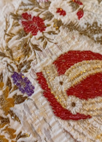 İşlemeli Bej Goblen Kırlent Kılıfı - Görsel 3