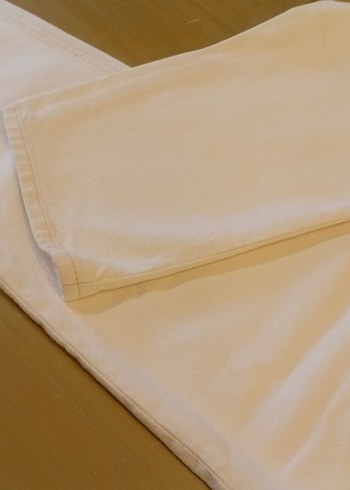 H&M Düğmeli Beyaz Kadın Keten Pantolon - Görsel 4