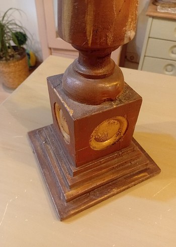 Bej Ahşap  Büyük Mumluk ve Beyaz Mum - Görsel 9