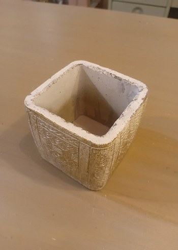 Desenli Beyaz Gri Seramik Saksı - Görsel 4