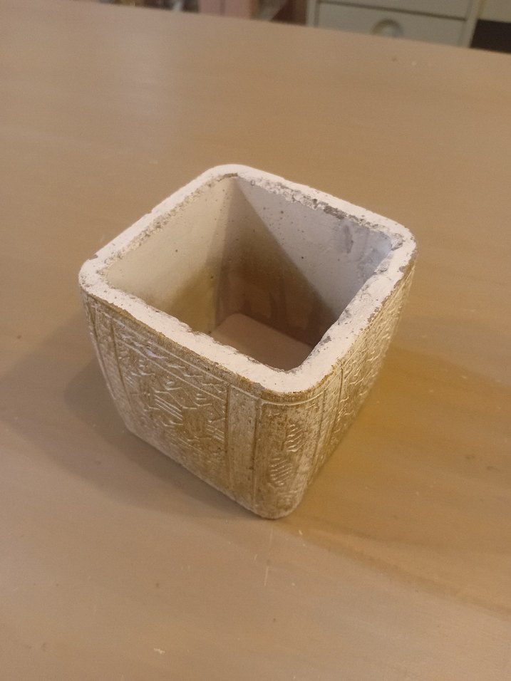 Desenli Beyaz Gri Seramik Saksı - Görsel 4