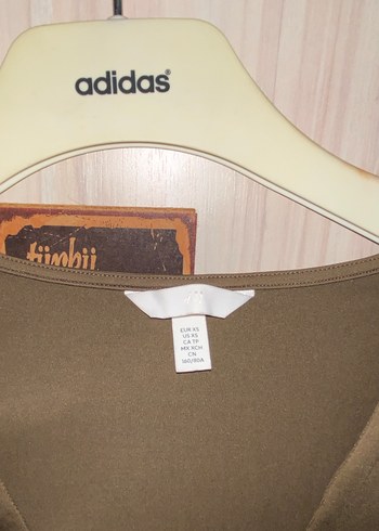 xs Beden camel Renk V Yaka Bej Uzun Kollu Kadın Bluz