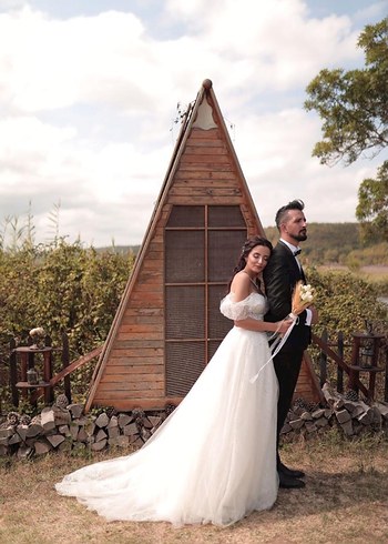 34 Beden beyaz Renk Vintage Bohem Beyaz A-Line Gelinlik