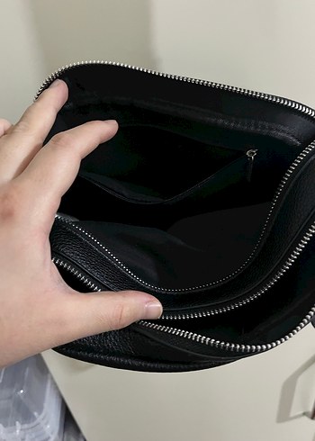 Siyah Kareli Deri Kadın Çapraz Çanta - Görsel 4