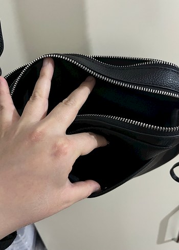 Siyah Kareli Deri Kadın Çapraz Çanta - Görsel 5