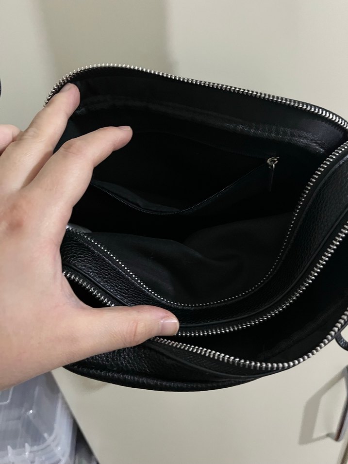 Siyah Kareli Deri Kadın Çapraz Çanta - Görsel 4