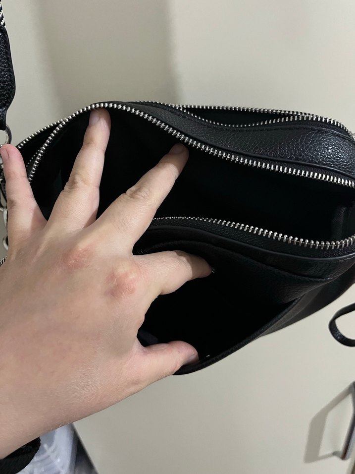 Siyah Kareli Deri Kadın Çapraz Çanta - Görsel 5