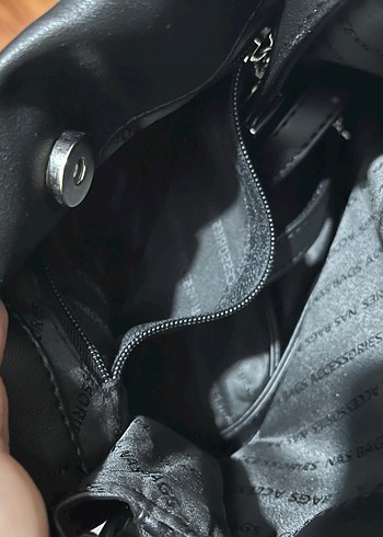 Zincir Detaylı Siyah Deri Kadın Çanta - Görsel 6