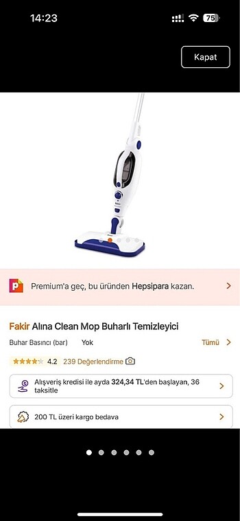 Fakir buharlı mop