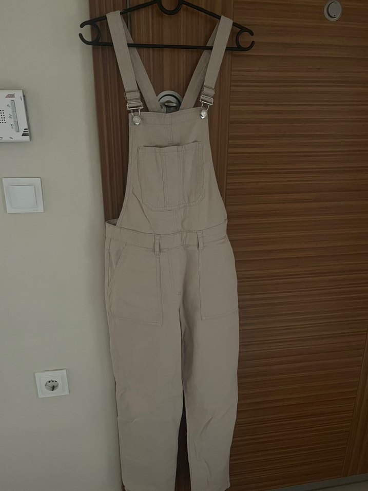 Düğmeli Bej  Kadın Şort Tulum - Görsel 5