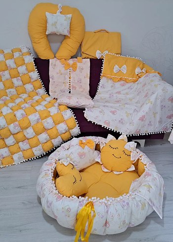 Pembe Desenli Bebek Uyku Seti ve Aksesuarları - Görsel 2