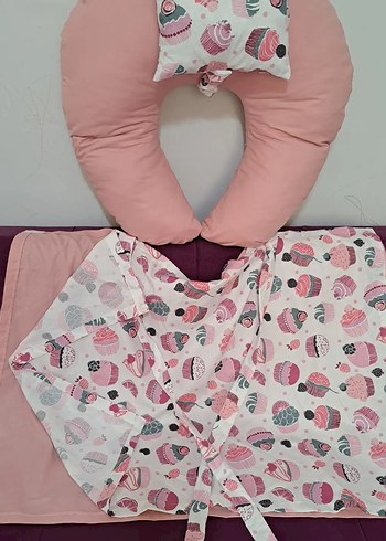 Pembe Desenli Bebek Uyku Seti ve Aksesuarları - Görsel 7