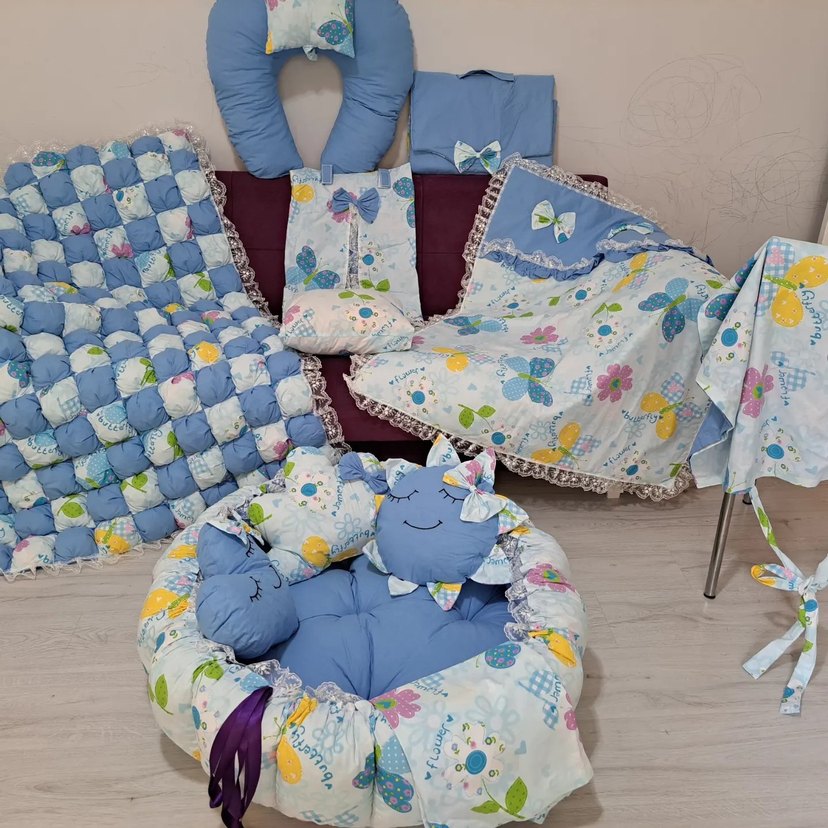 Pembe Desenli Bebek Uyku Seti ve Aksesuarları - Görsel 4