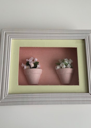 3D Pembe Çiçekli Çerçeveli Duvar Panosu