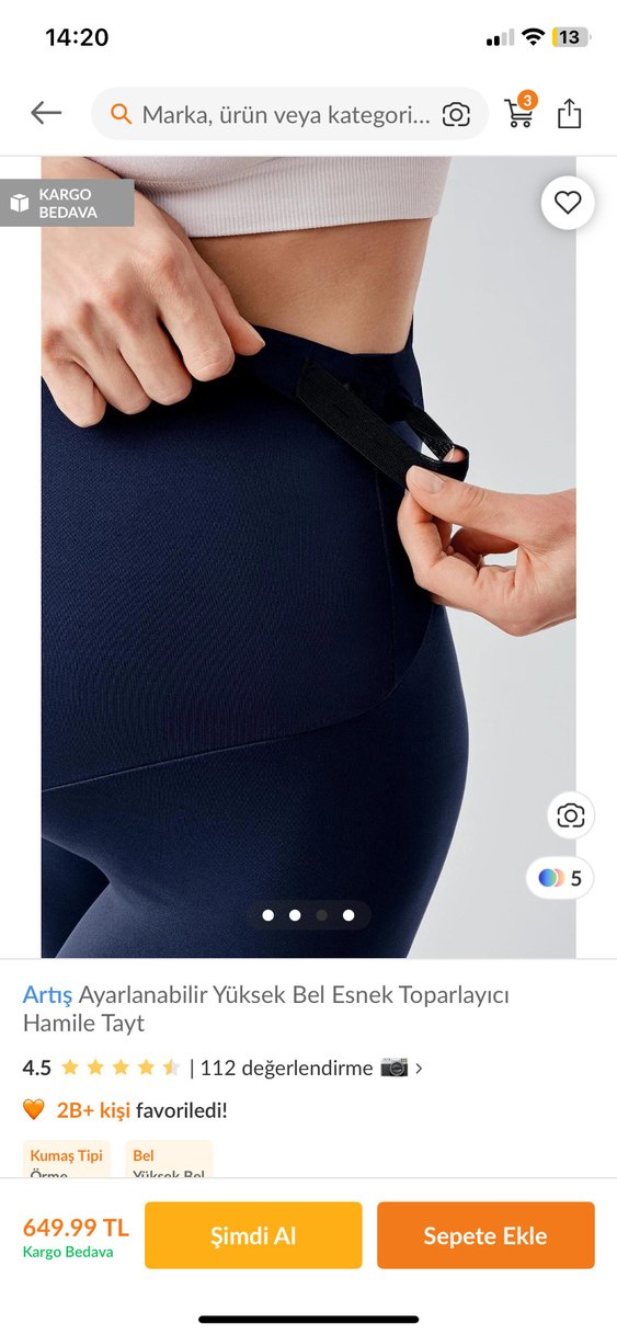 Ayarlanabilir Yüksek Bel Esnek Hamile Taytı - Görsel 3