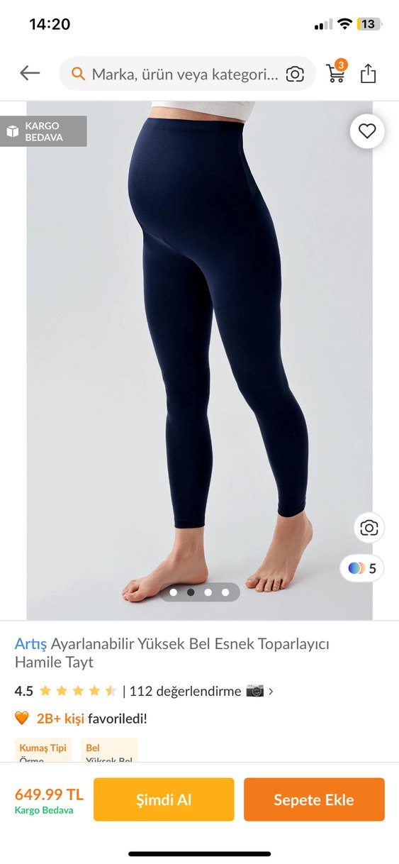 Ayarlanabilir Yüksek Bel Esnek Hamile Taytı - Görsel 2