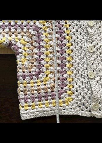 Çok Renkli crop Örgü Hırka - Görsel 6