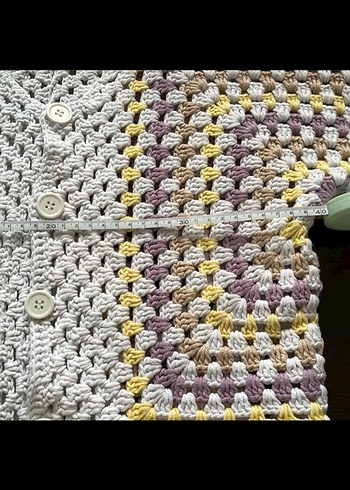 Çok Renkli crop Örgü Hırka - Görsel 7