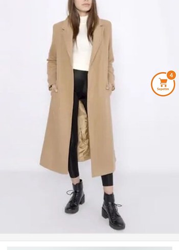 Bej Süet Kadın uzun Kaban - Görsel 6