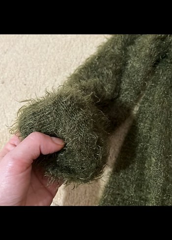 Örgü Kadın Hırka, Uzun Kollu, Haki - Görsel 5