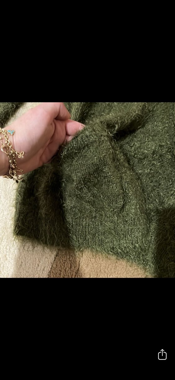 Örgü Kadın Hırka, Uzun Kollu, Haki - Görsel 2