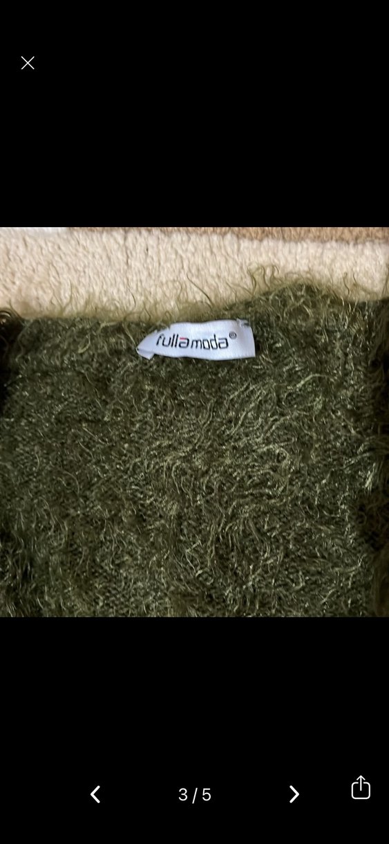 Örgü Kadın Hırka, Uzun Kollu, Haki - Görsel 3