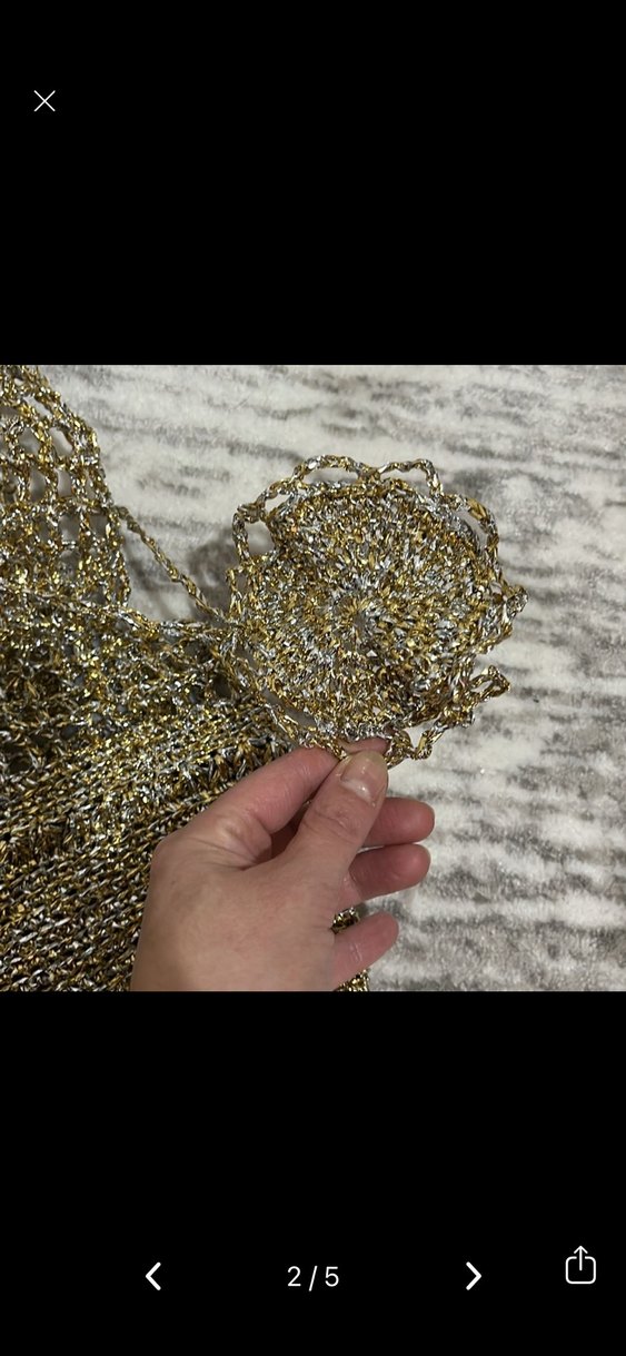 Altın ve gümüş metalik ipten  Örgü Çanta - Görsel 2