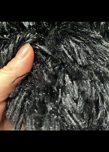 Uzun Siyah Kürklü Kadın Kaban - Görsel 6