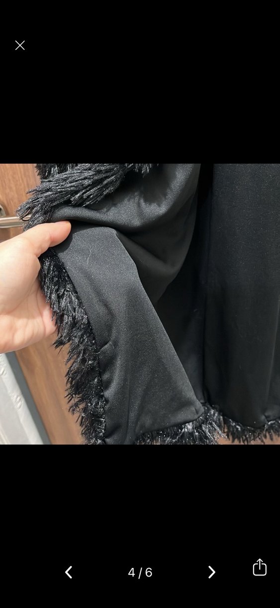 Uzun Siyah Kürklü Kadın Kaban - Görsel 4