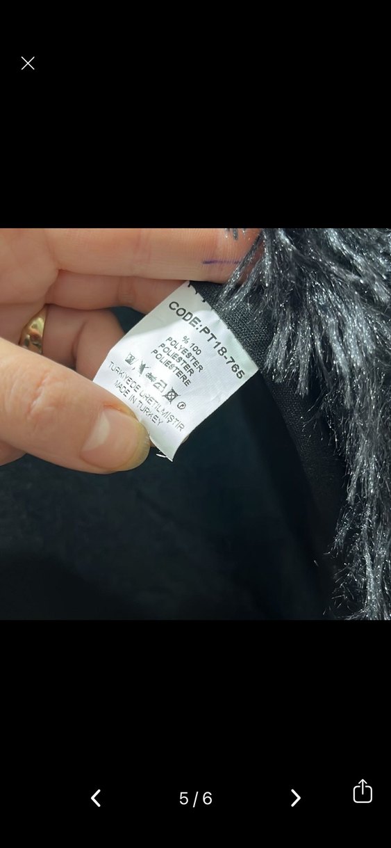 Uzun Siyah Kürklü Kadın Kaban - Görsel 5