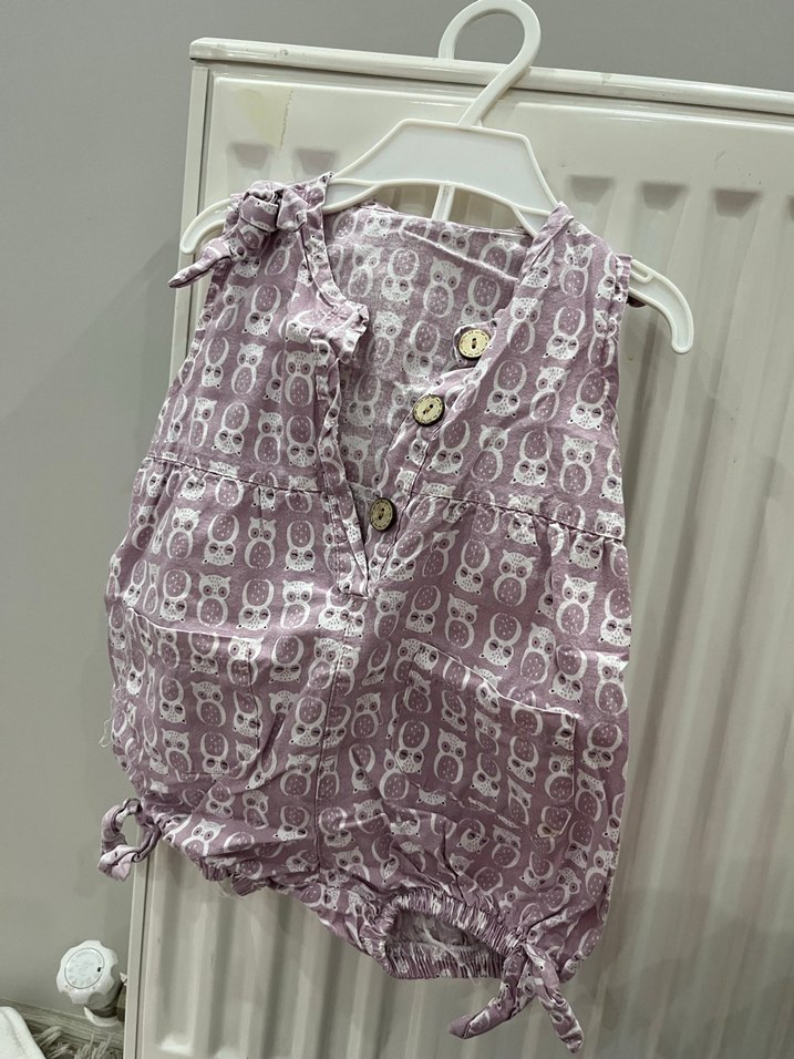 Nakışlı Triko Pembe Bebek Kız Tulum - Görsel 5