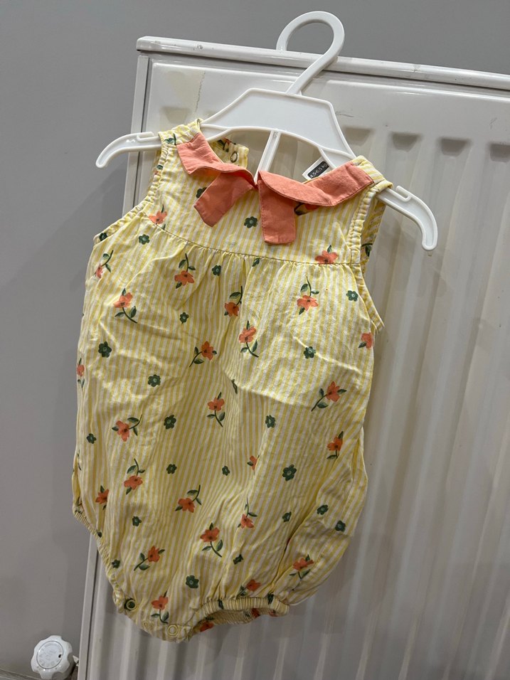 Nakışlı Triko Pembe Bebek Kız Tulum - Görsel 2