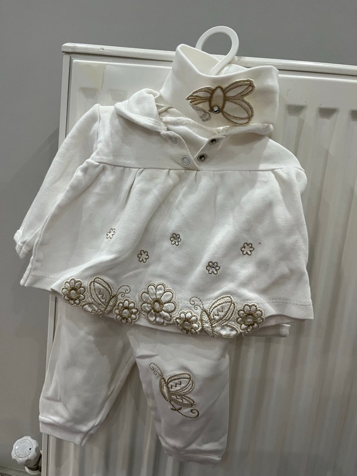 Nakışlı Triko Pembe Bebek Kız Tulum - Görsel 3